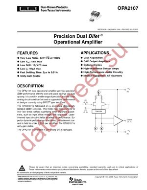 OPA2107AU datasheet  